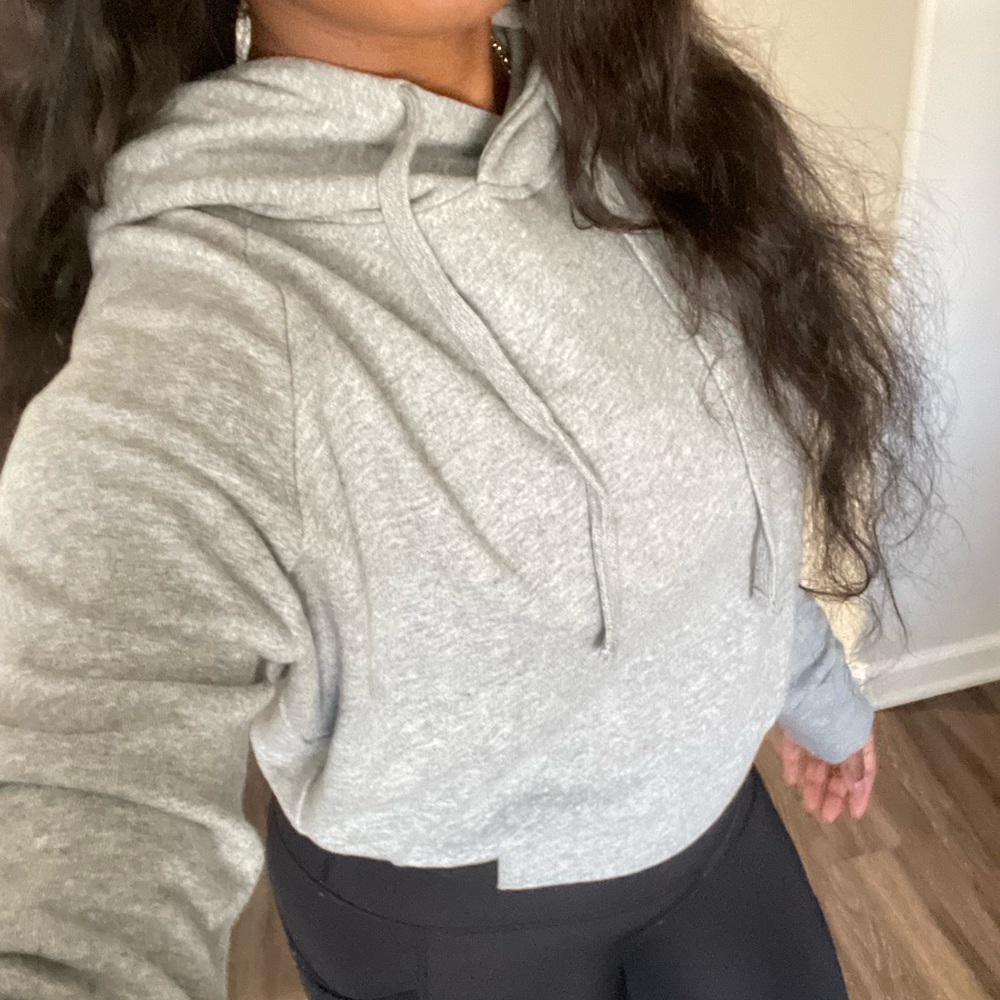Terry cotton cropped hoodie